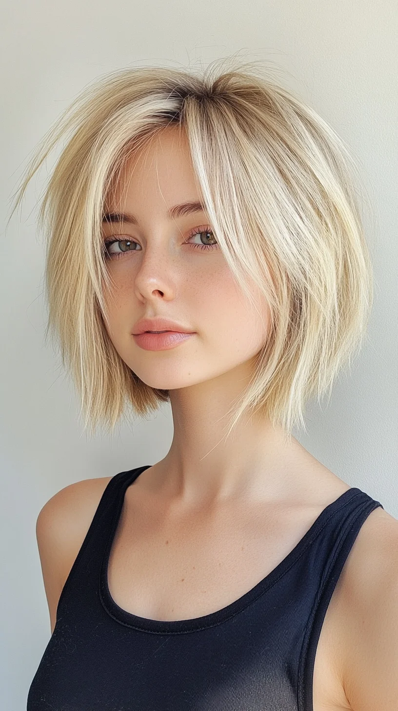 Effortlessly Chic: The Textured Bob with Luminous Highlights