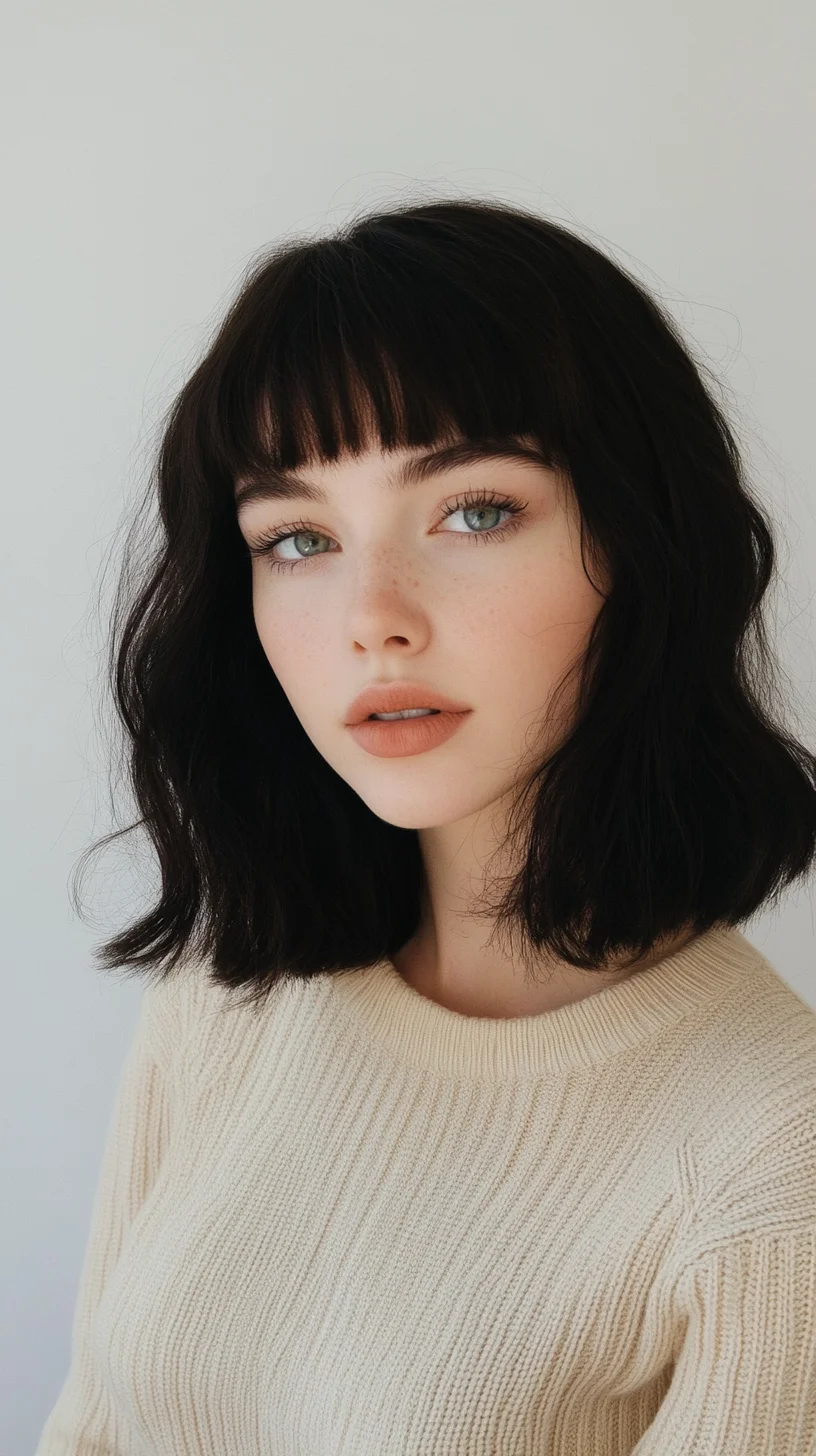 Effortlessly Chic: The Textured Bob with Soft Bangs