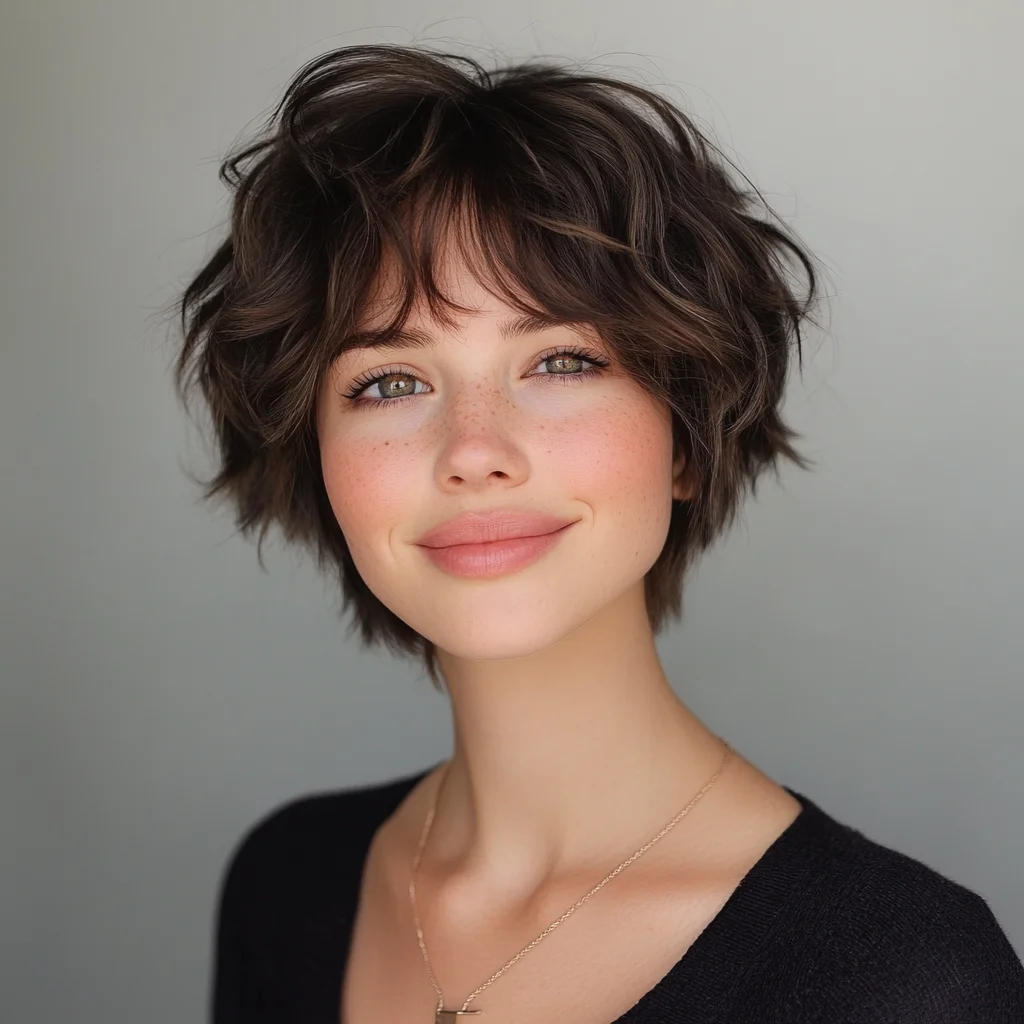 Effortlessly Chic: The Textured Lob with Playful Bangs