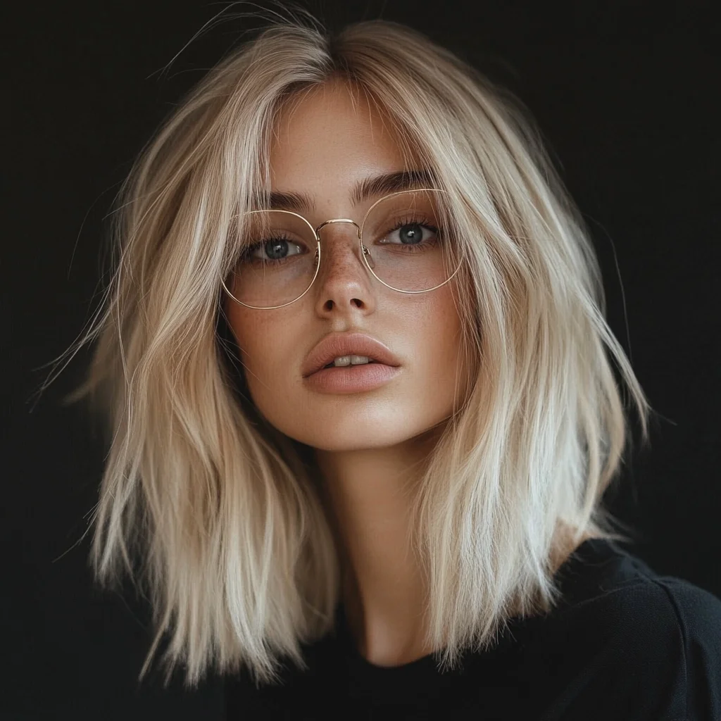 Effortlessly Chic: The Textured Shoulder-Length Blonde Bob