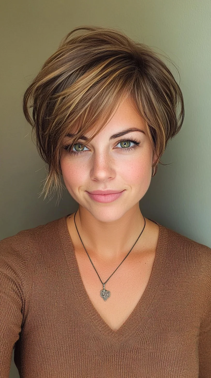 Effortlessly Chic: The Versatile Textured Pixie with Amber Highlights