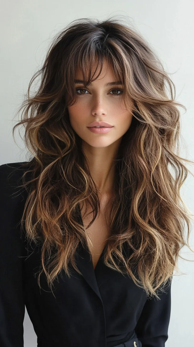 Effortlessly Chic: The Voluminous Layered Waves with Face-Framing Bangs