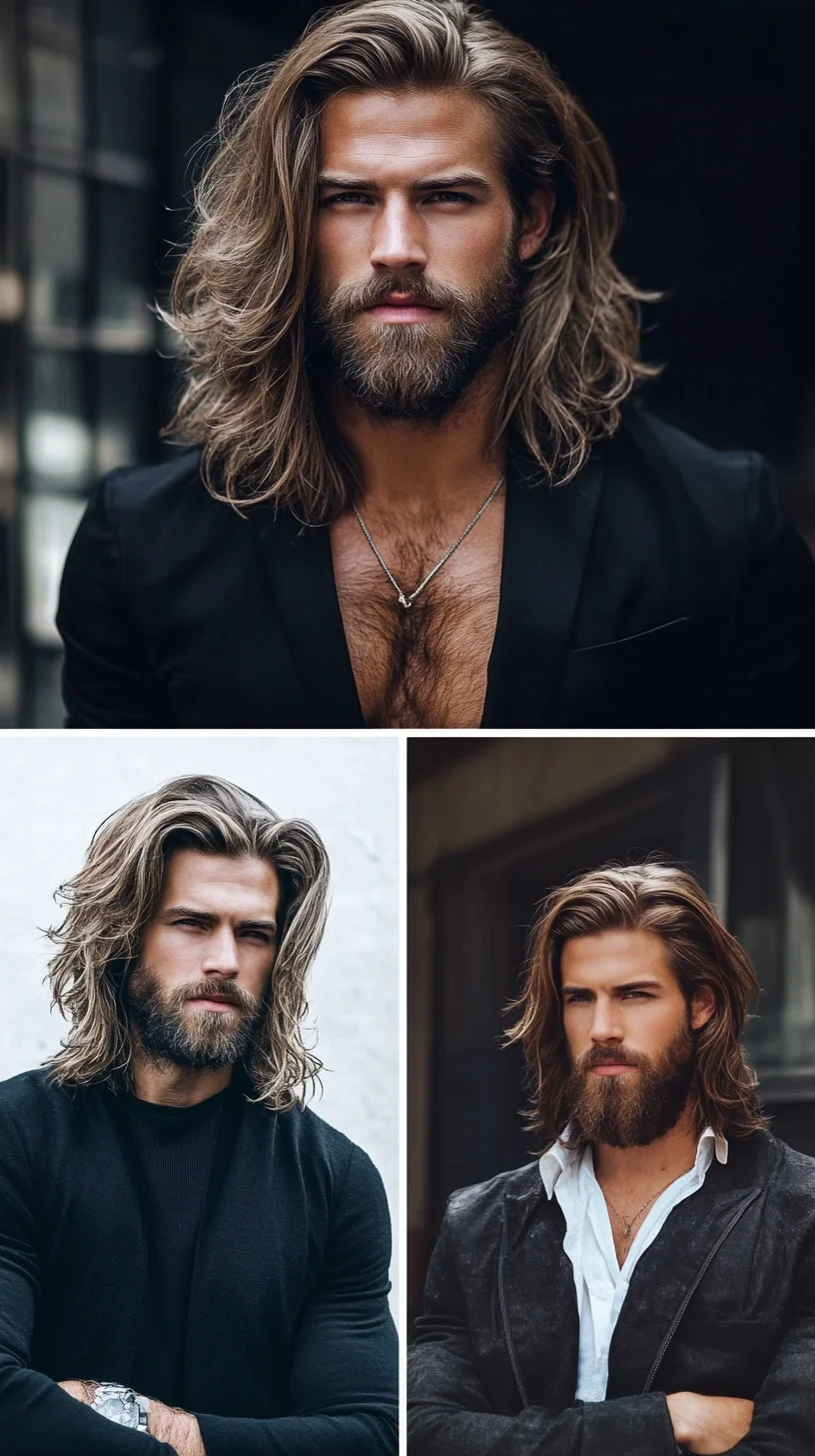 Effortlessly Cool: The Long Layered Mane for a Rugged Yet Refined Look