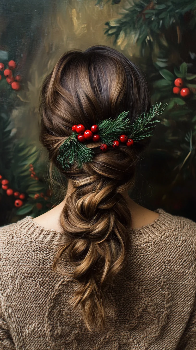 Effortlessly Elegant: A Braided Holiday Hairstyle with Festive Accents