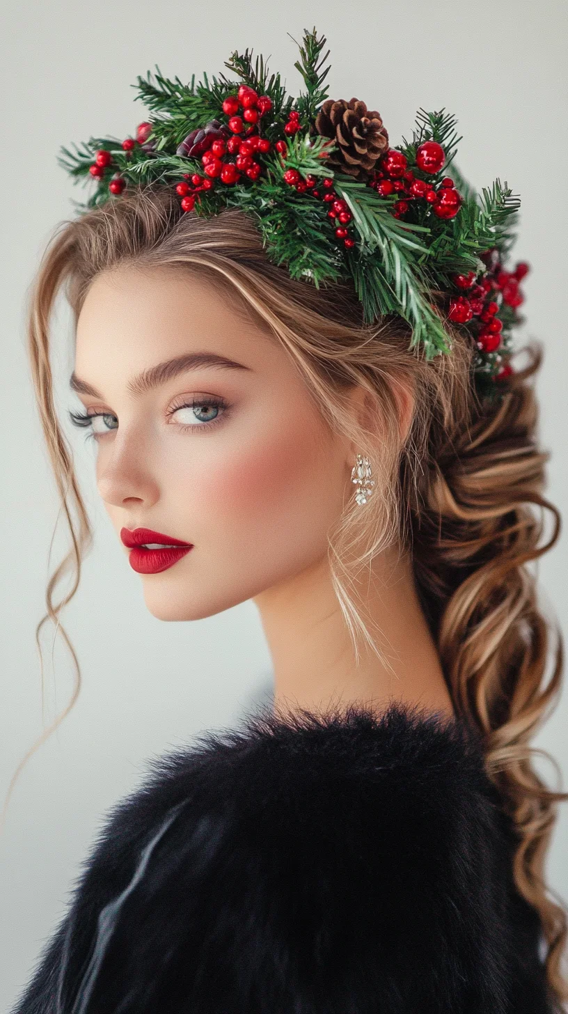 Effortlessly Elegant: A Romantic Holiday-Inspired Hairstyle with Floral Accents