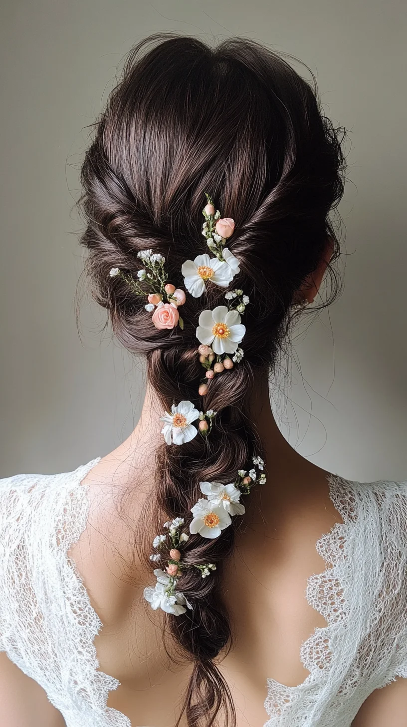 Effortlessly Elegant Braided Beauty Adorned with Delicate Florals