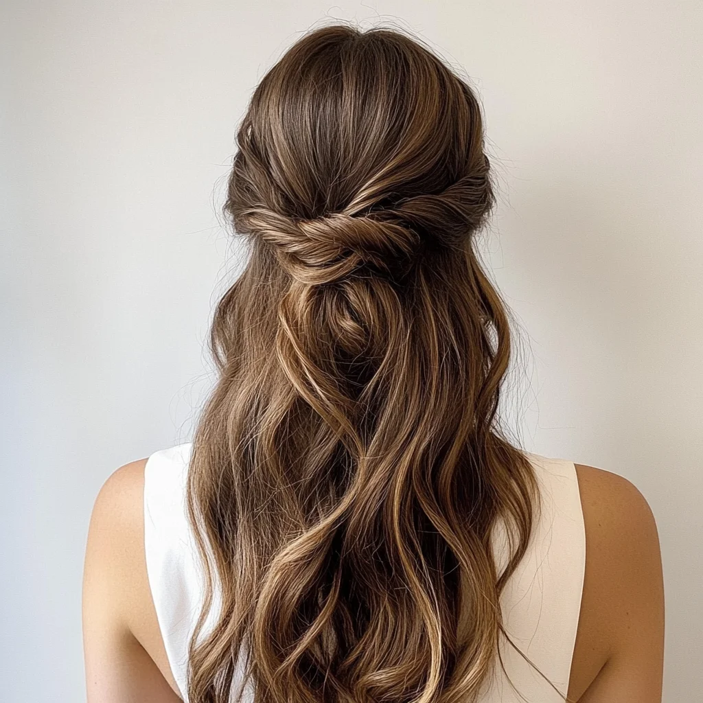 Effortlessly Elegant Half-Up Twist: A Chic Hairstyle for Any Occasion