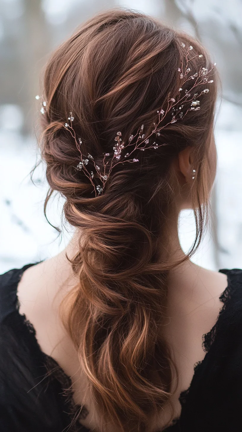 Effortlessly Elegant: Romantic Braided Updo with Delicate Floral Accents