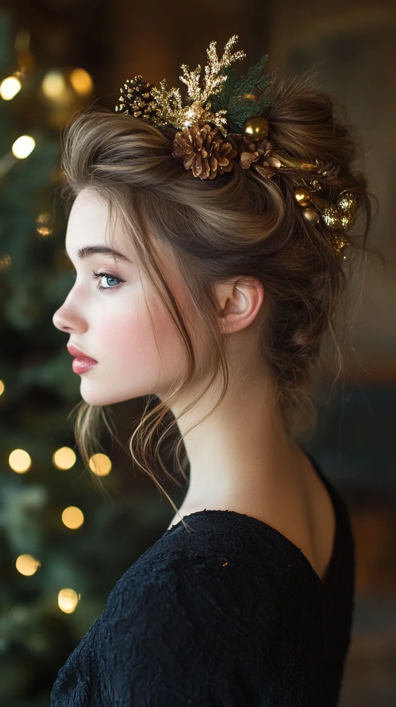 Effortlessly Elegant Updo: A Charming Holiday-Inspired Hairstyle