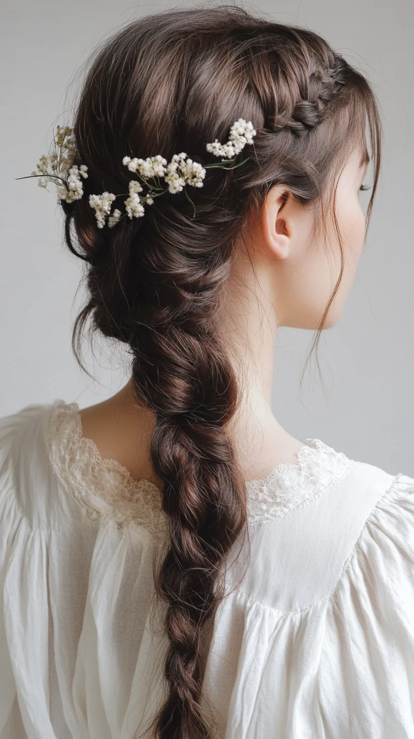 Effortlessly Romantic Braided Crown with Floral Accents