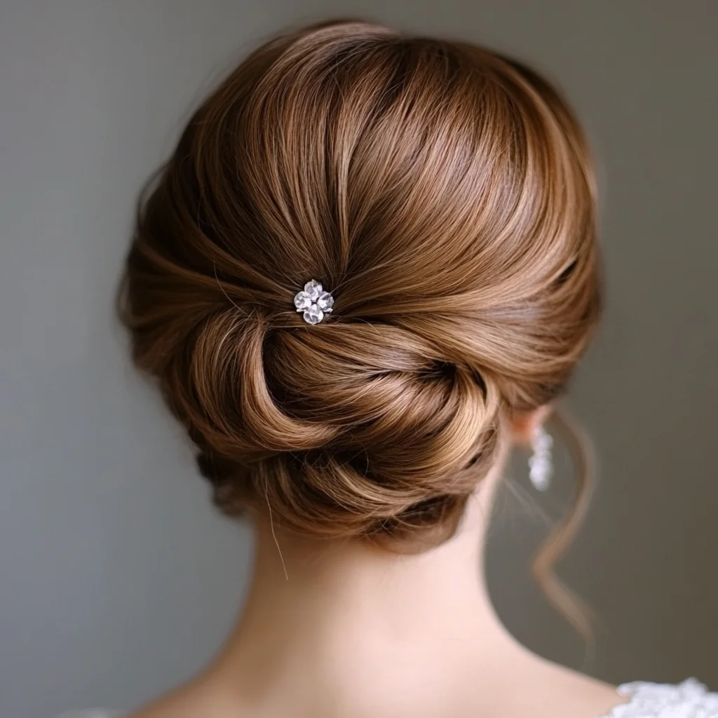 Elegant Low Bun with Chic Accessory for Timeless Sophistication