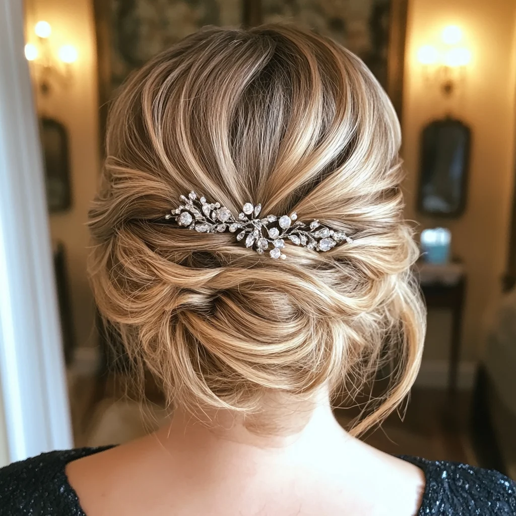 Elegant Twisted Updo with Sparkling Accent for a Glamorous Look