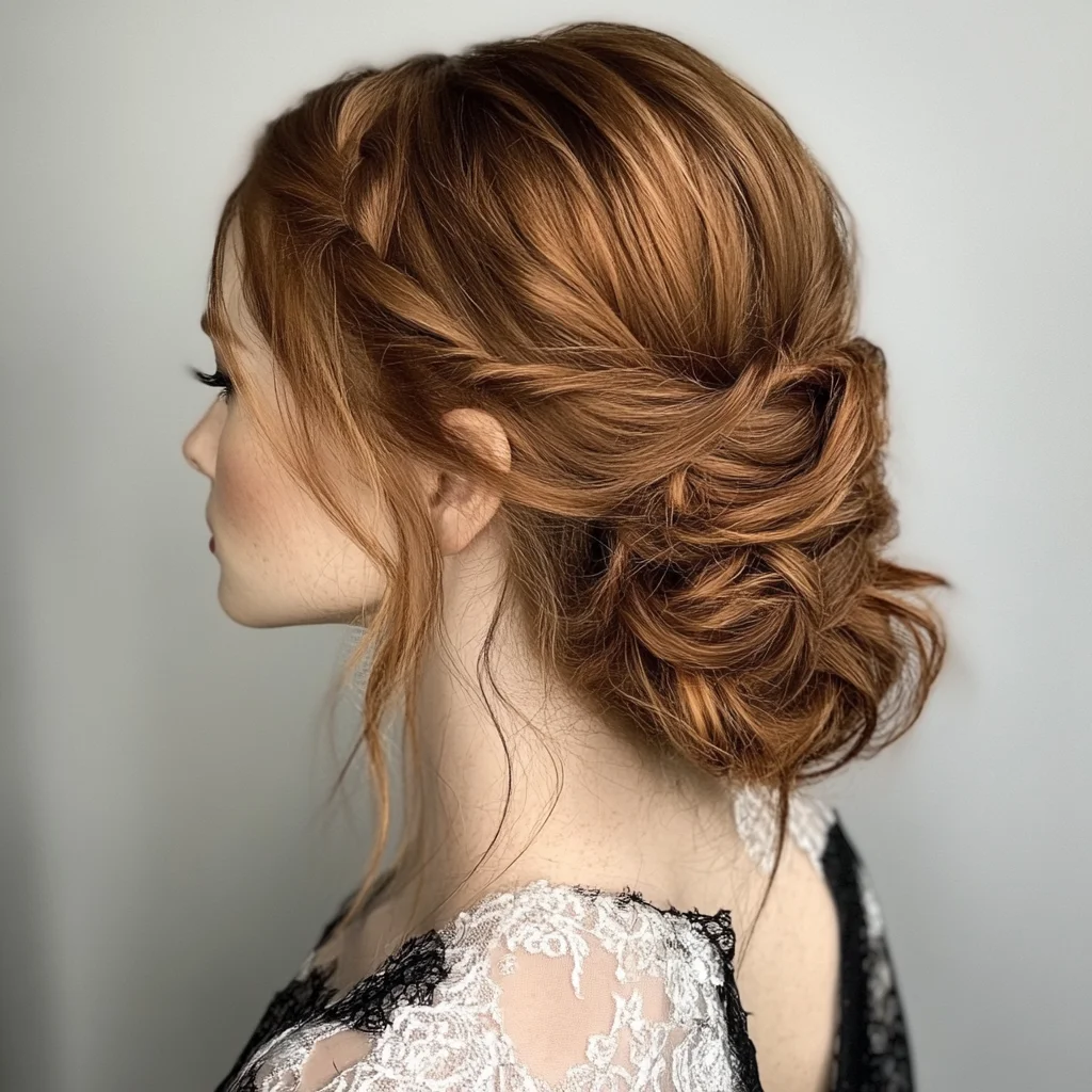 Elegant Updo with Braided Detail for a Romantic Look