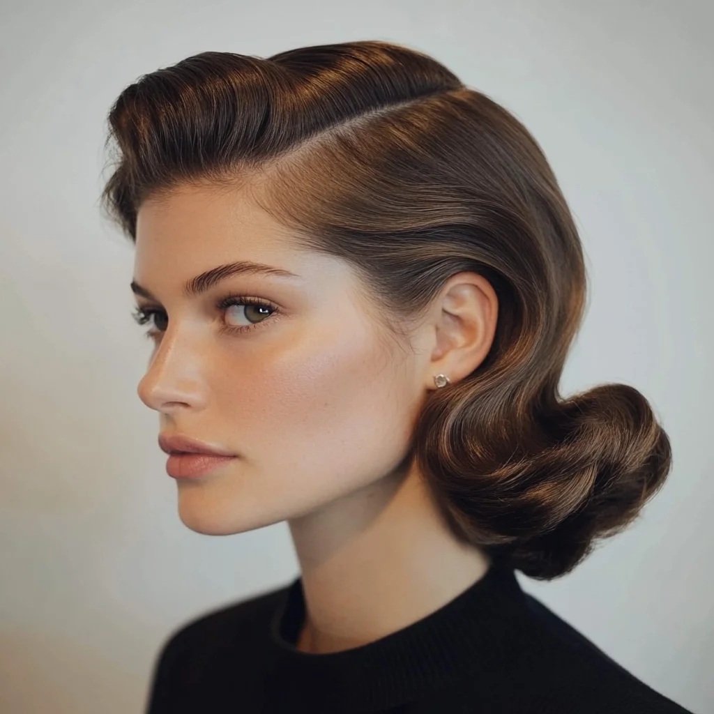 Elegant Vintage Waves: A Timeless Hairstyle for Effortless Glamour