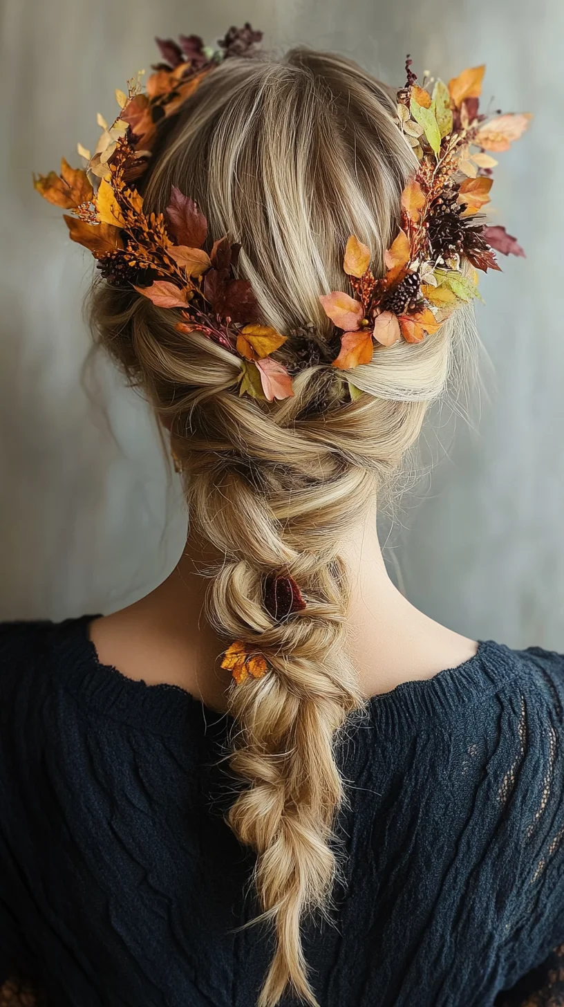 Embrace Autumn with a Stunning Braided Crown Adorned in Nature's Colors