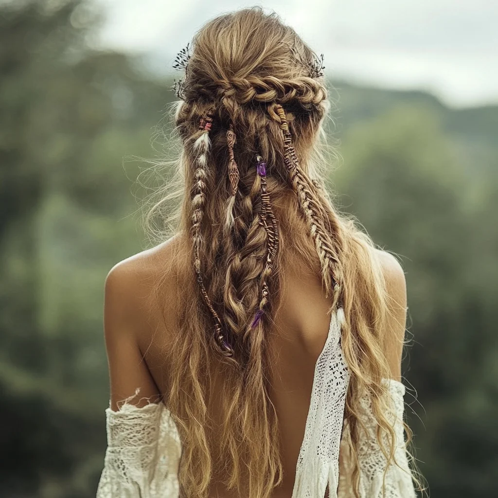 Embrace Bohemian Vibes with a Chic Braided Half-Up Hairstyle