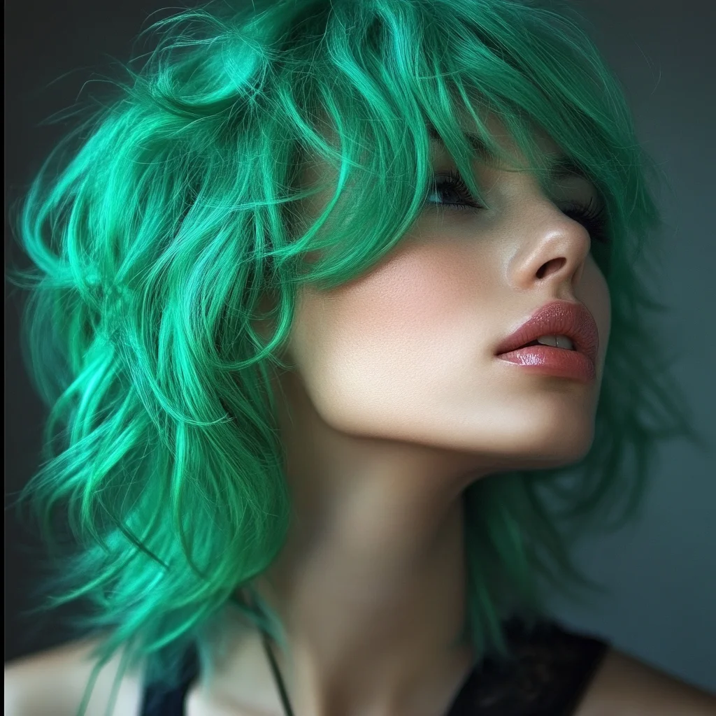 Embrace Boldness: The Lively Green Shag that Turns Heads