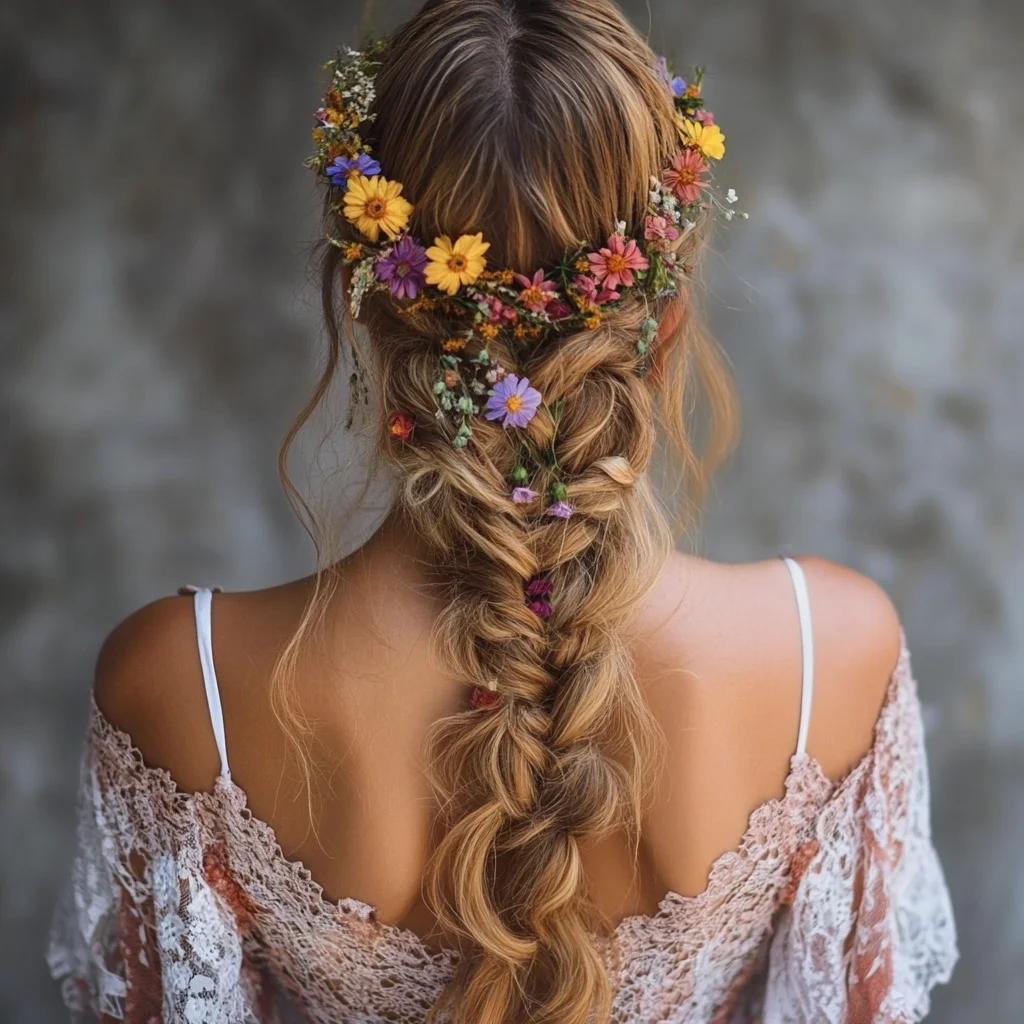 Embrace Nature's Beauty with a Gorgeous Floral Crown Braid