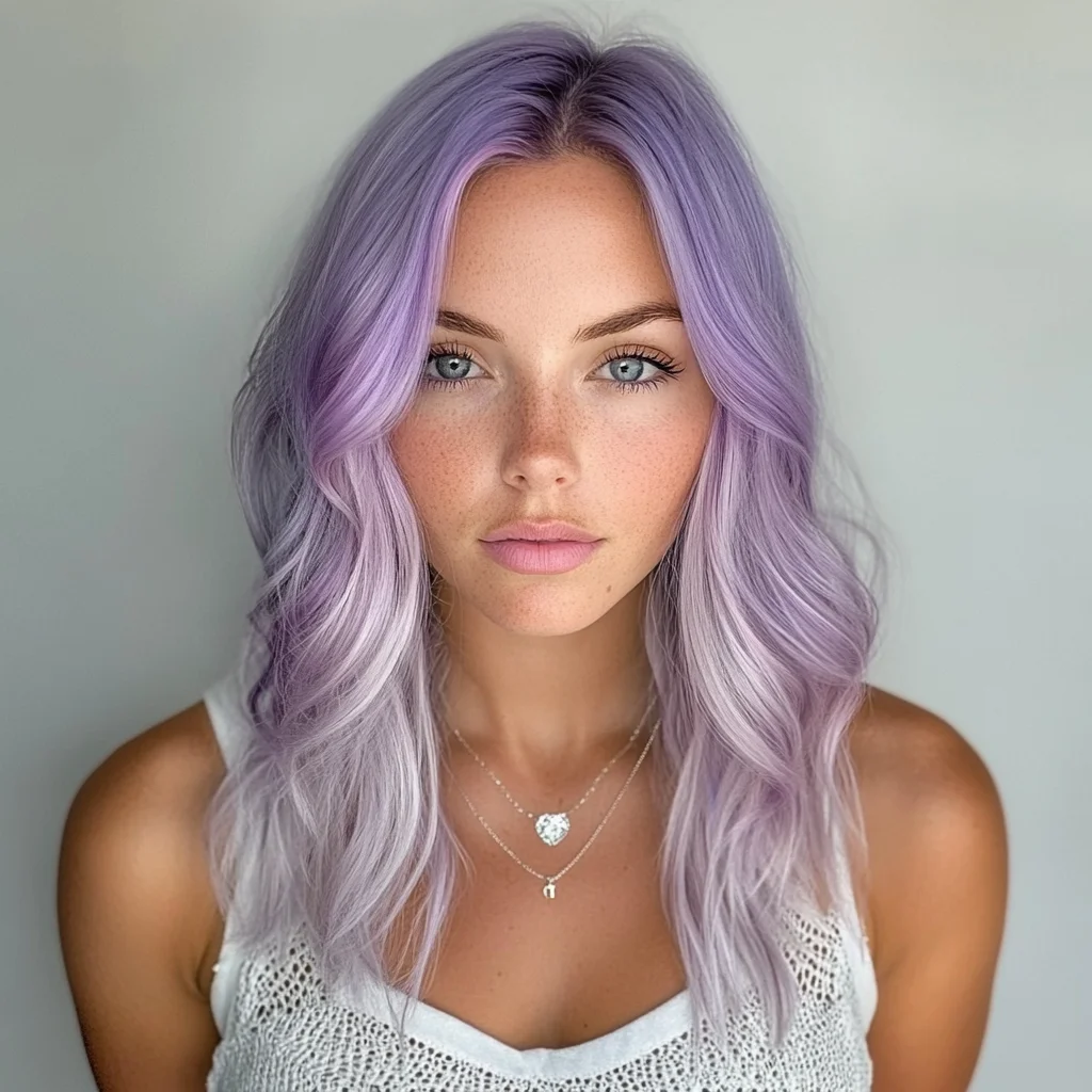 Embrace Playful Elegance with Gorgeous Ombre Lavender Lob