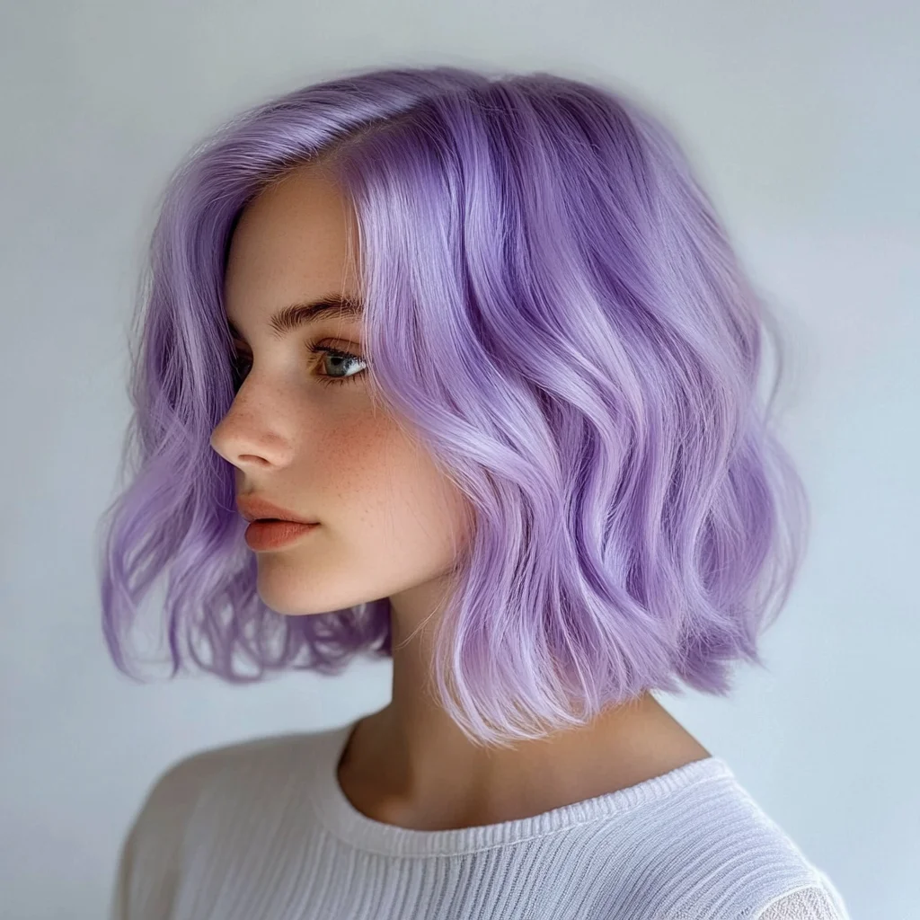 Embrace Playful Elegance with Wispy Lavender Beach Waves