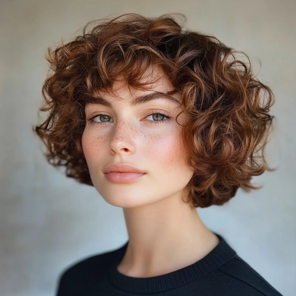 Embrace Playfulness: Effortlessly Chic Curly Bob with Soft Layers