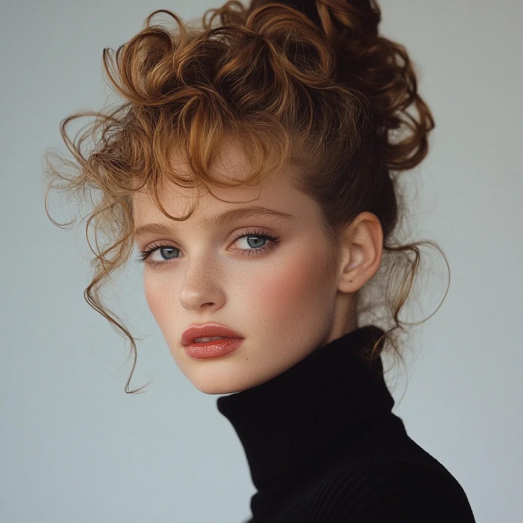 Embrace the Playful Elegance of Loose Curls with an Upswept Twist