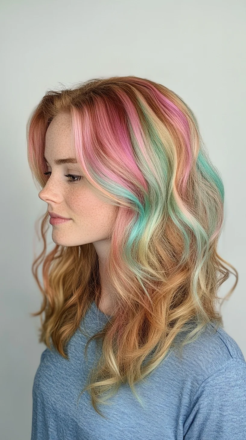 Embrace the Rainbow: Vibrant Pastel Waves for a Striking Look