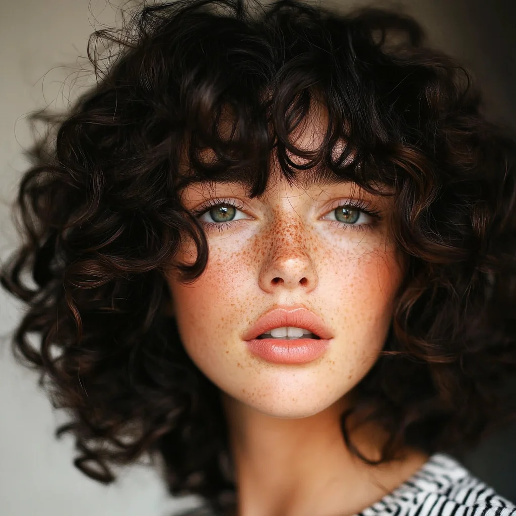 Embrace Your Curls: Effortlessly Chic with Layered Fringe and Bouncy Volume