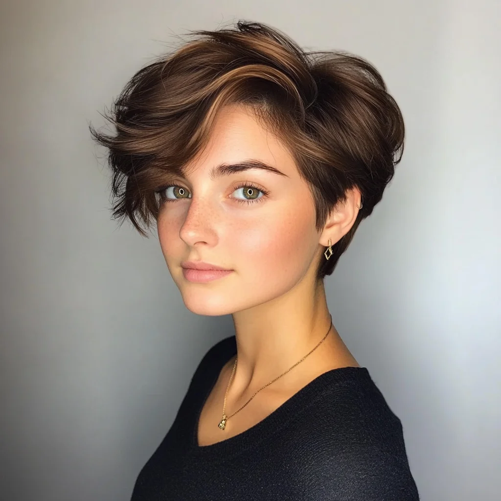 Heading: Effortlessly Chic Textured Pixie: The Perfect Blend of Playfulness and Elegance