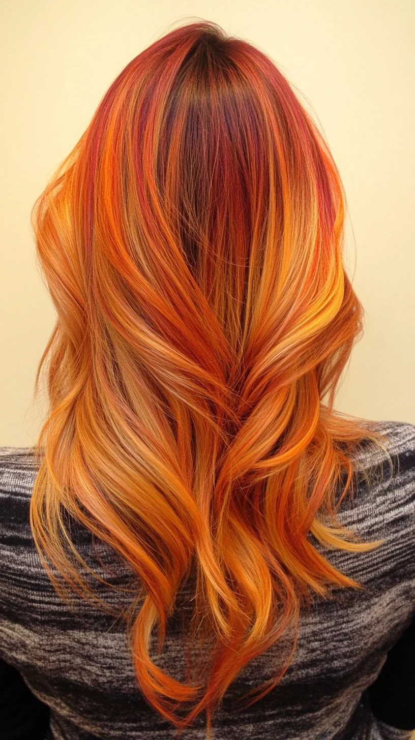 Radiant Sunset Waves: Bold Flame-Inspired Hair for Effortless Glam