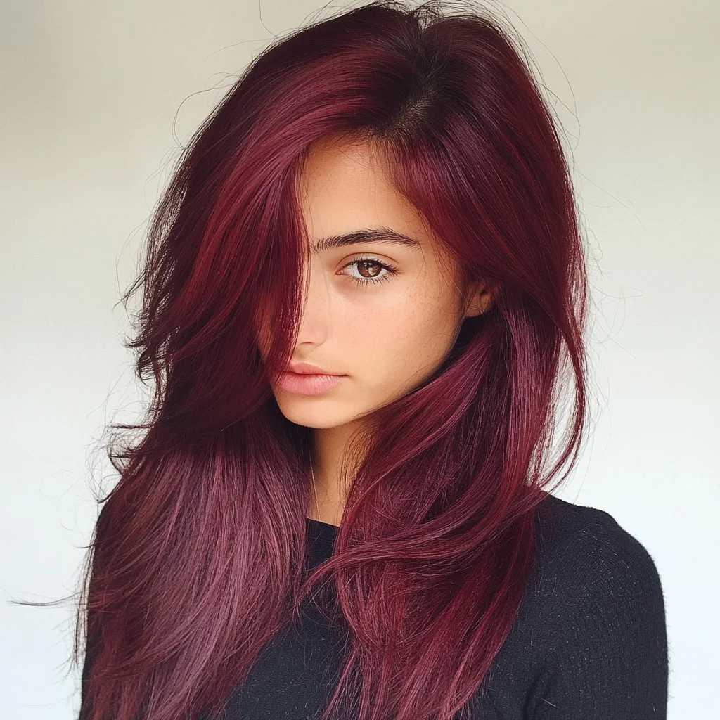 Revamp Your Look with a Bold Burgundy Layered Hairstyle