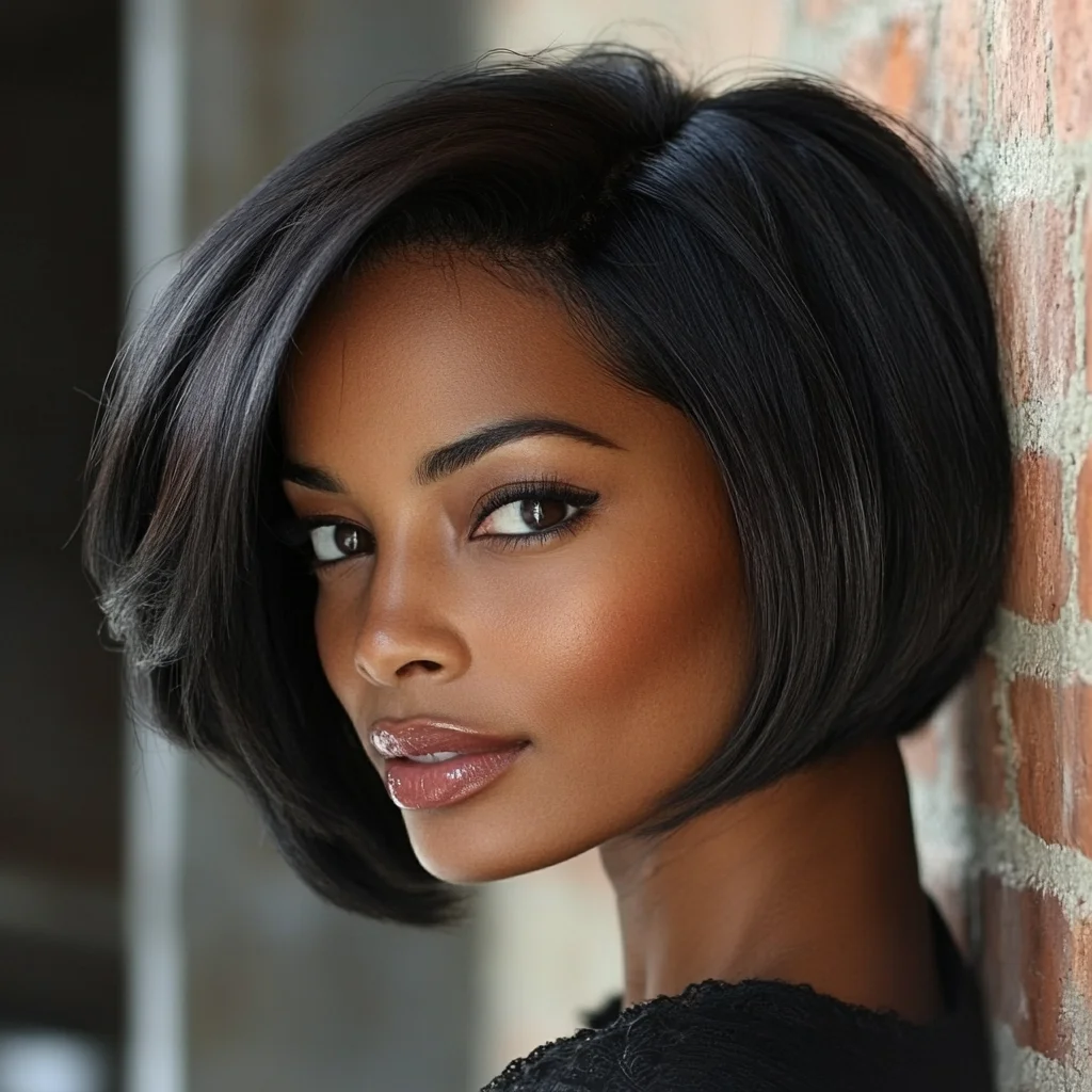 Sleek and Sophisticated: The Modern Blunt Bob with Subtle Shine