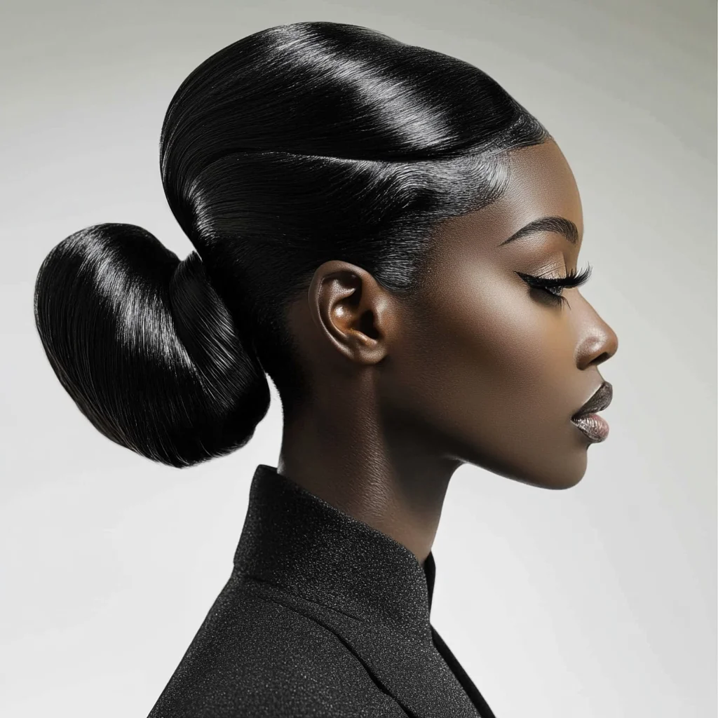 Sleek & Chic: The Timeless Elegance of a High Glossed Bun Hairstyle