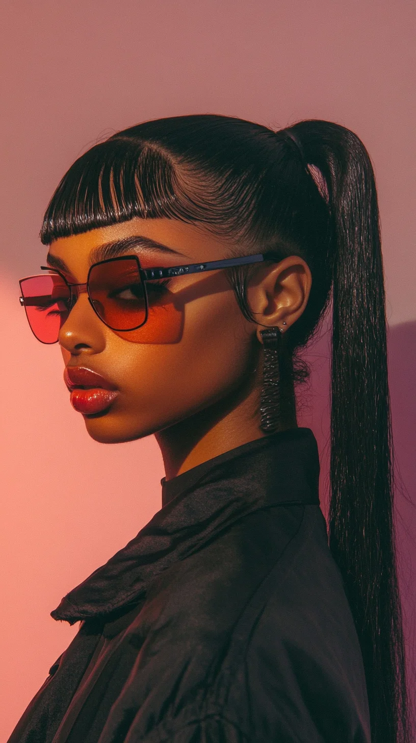 Sleek High Ponytail with Bold Bangs: Elevate Your Style Game