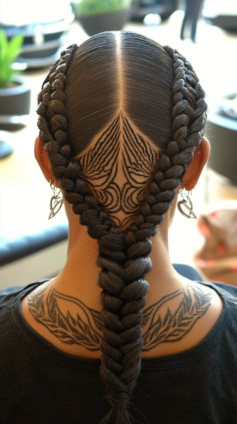 Stunning Intricate Braids with Artistic Shaved Design for Bold Statements