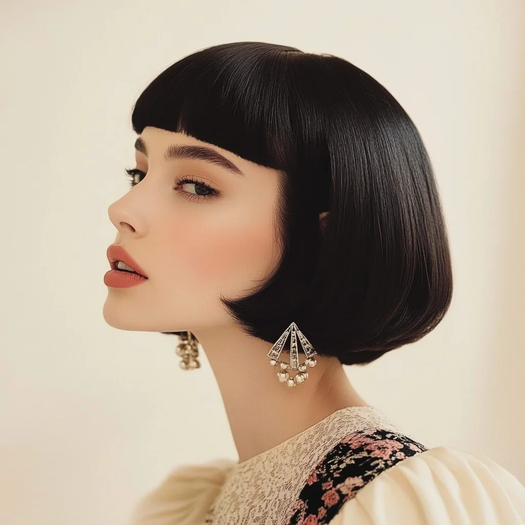 Timeless Elegance: The Classic Blunt Bob with Chic Bangs