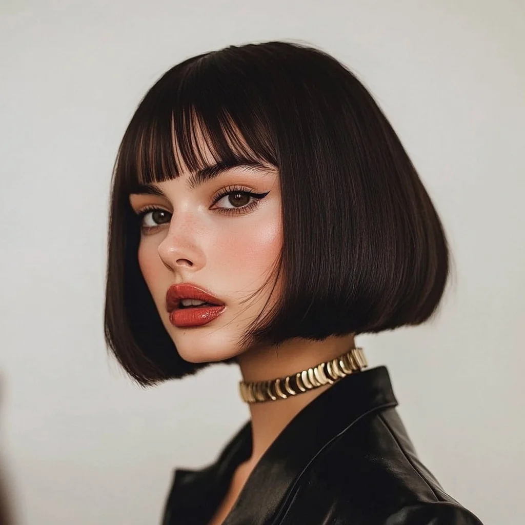 Transform Your Look with a Chic Blunt Bob and Bold Bangs