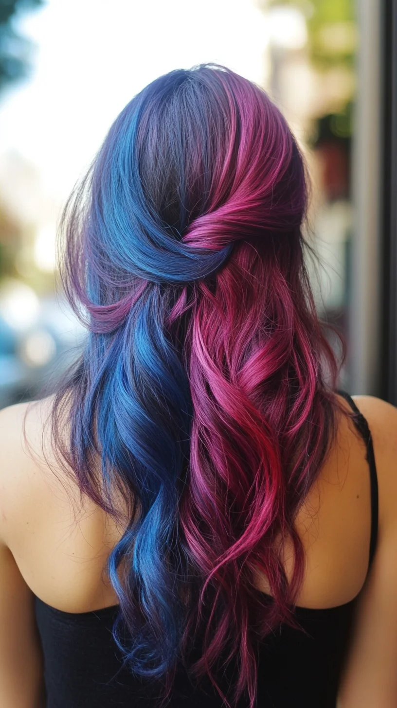 Vibrant Mermaid Waves: Embrace the Bold Blend of Blue and Pink!