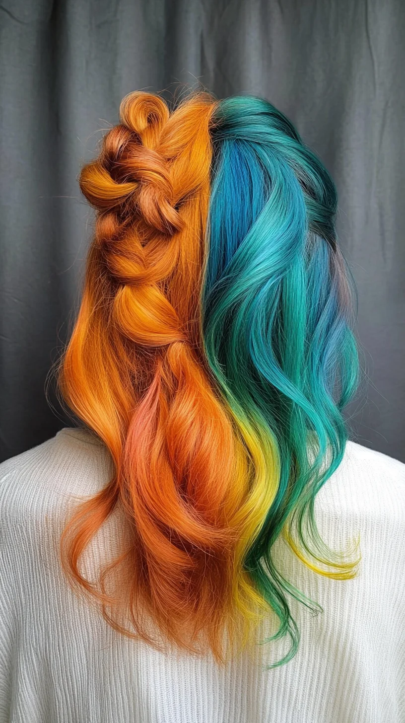 Vibrant Twisted Braids with Colorful Ombre for a Bold Look