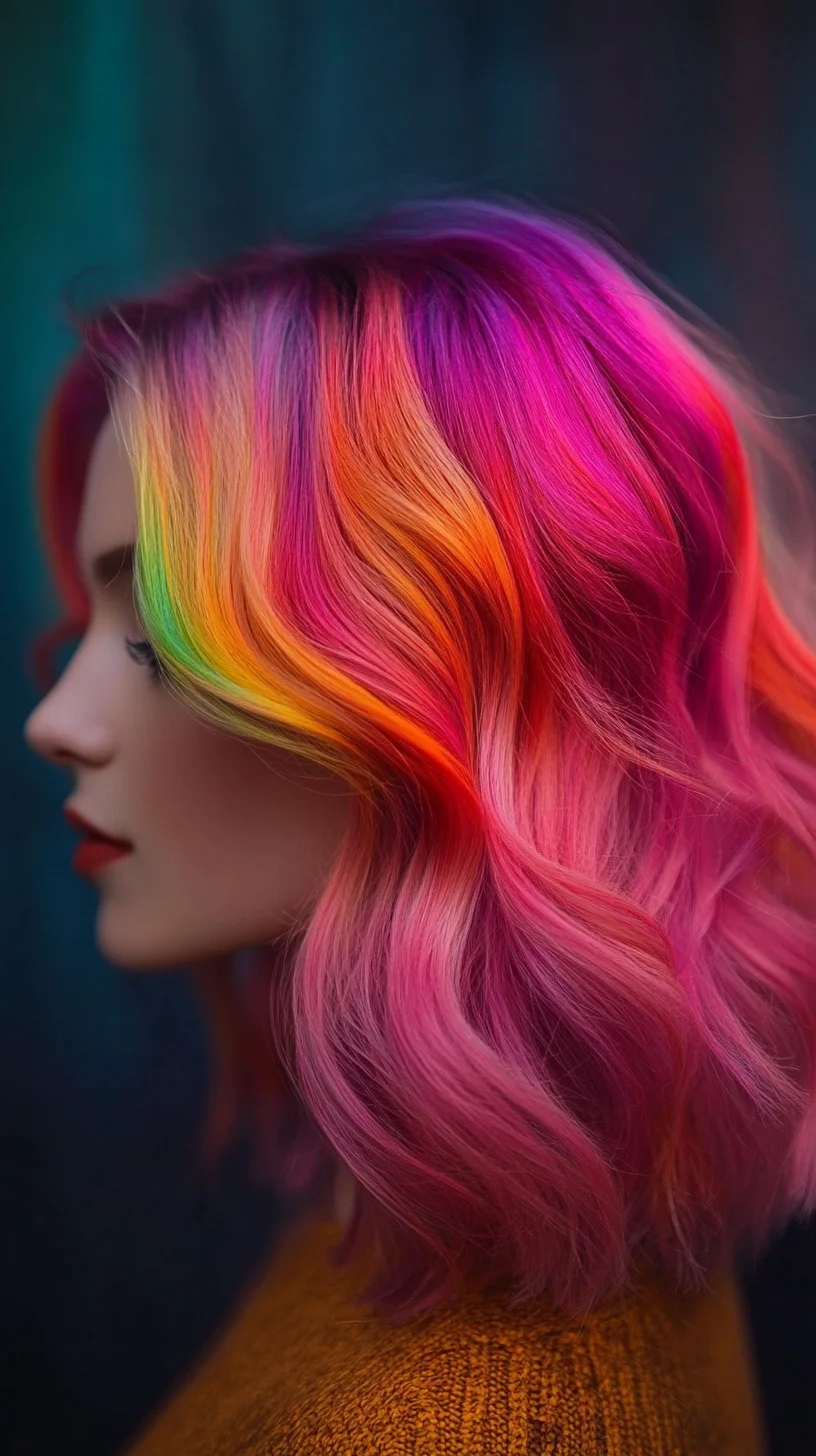 Vibrant Waves: A Chic Rainbow Ombre for Bold Style Statements