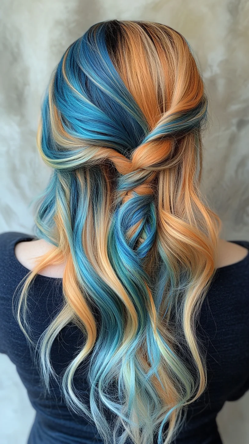 Vibrant Waves: A Stunning Blend of Orange and Blue for a Bold Look