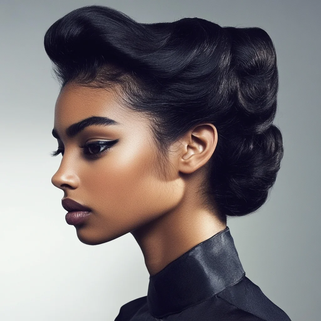 Vintage Glamour: Timeless Rolled Updo for Effortless Elegance